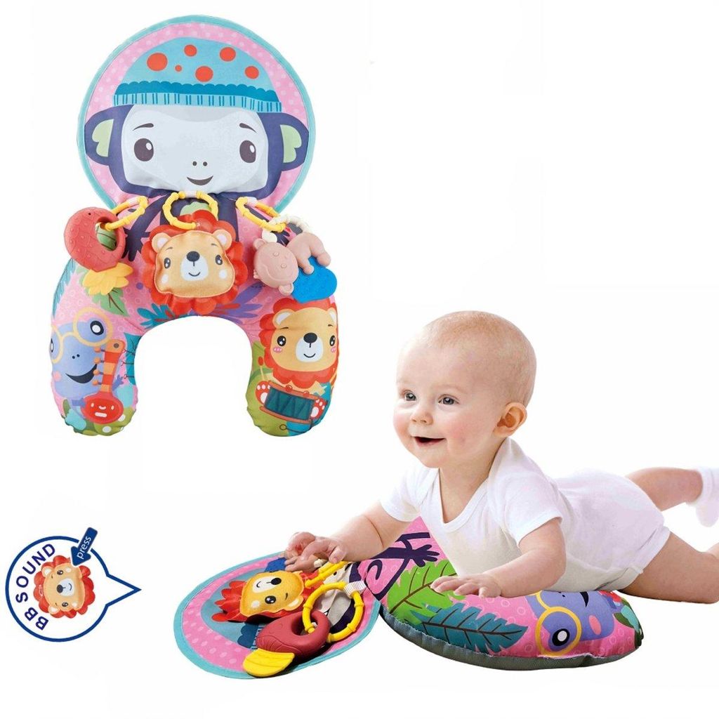 Baby Bauchlagekissen in U-Form, Spielkissen mit Rassel ab 6 Produktbild 