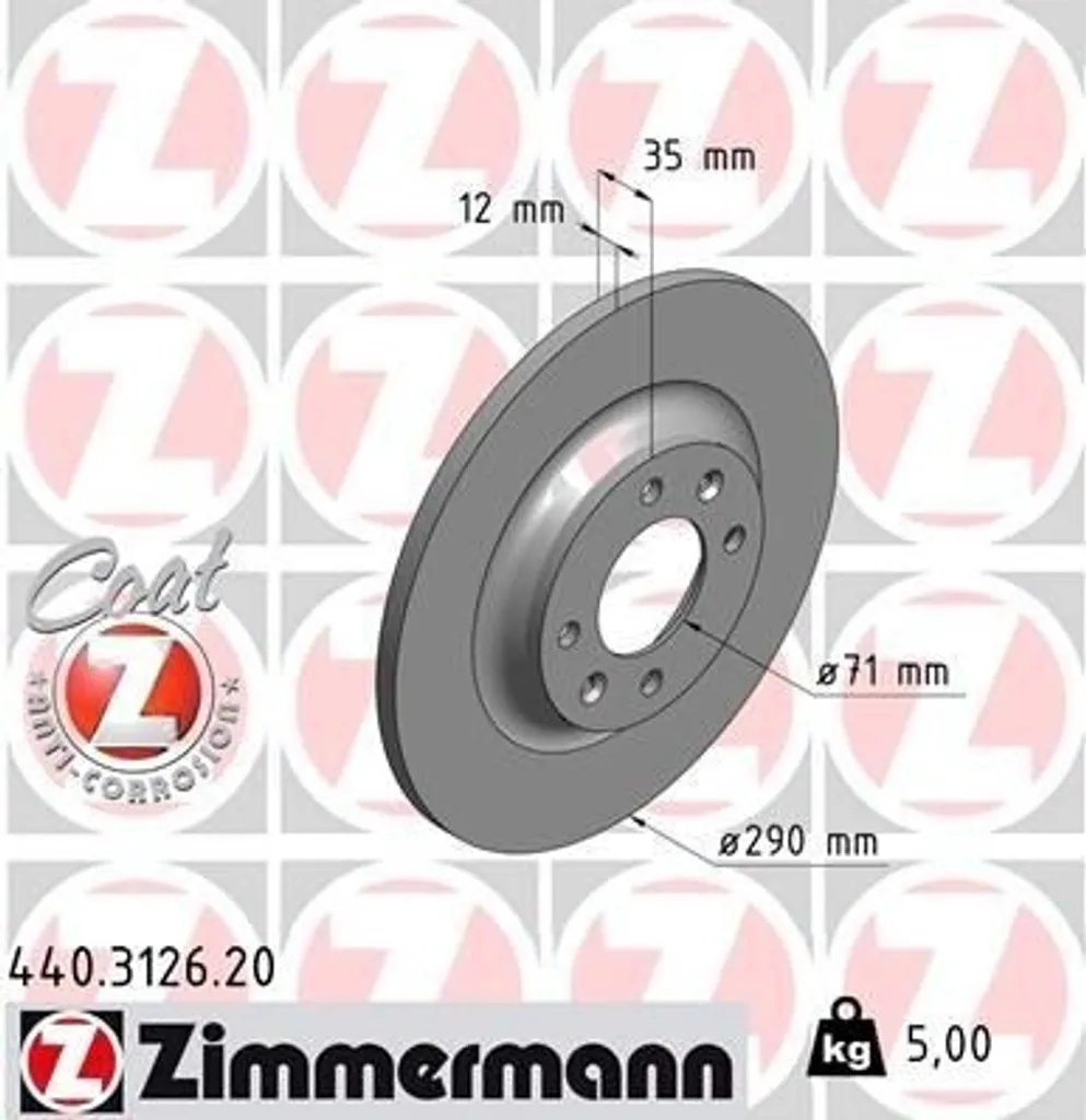 Disque de frein arrière pour Peugeot 308 CC et 308 I Zimmermann