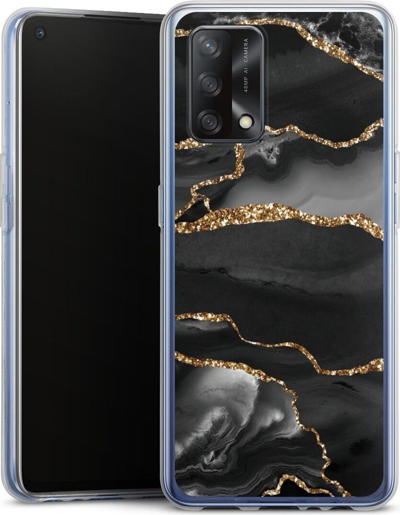 DeinDesign Handyhülle für Oppo A74 Silikon Hülle Case Smartphone Schutzhülle Glitzer Look Marmor Muster