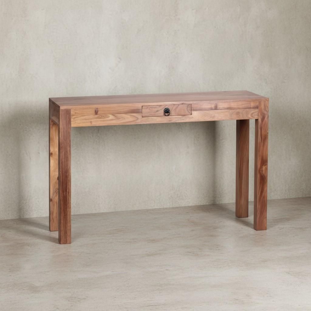 Konsolentisch ""Nako"": Landhausstil, Schublade, Akazienholz, 40 cm Tiefe, vielseitig einsetzbar. Beige, 120x40x70 cm | Kadima Design