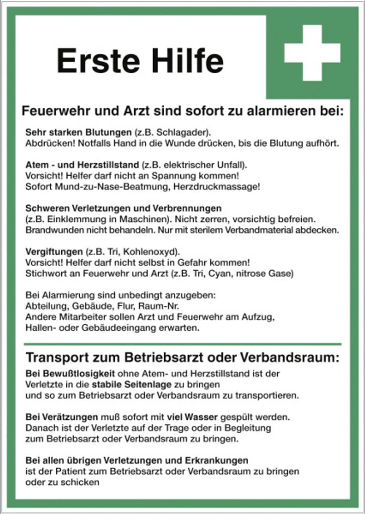 Dreifke Schild Erste-Hilfe-Tafel, Kunststoff, 297x420 mm