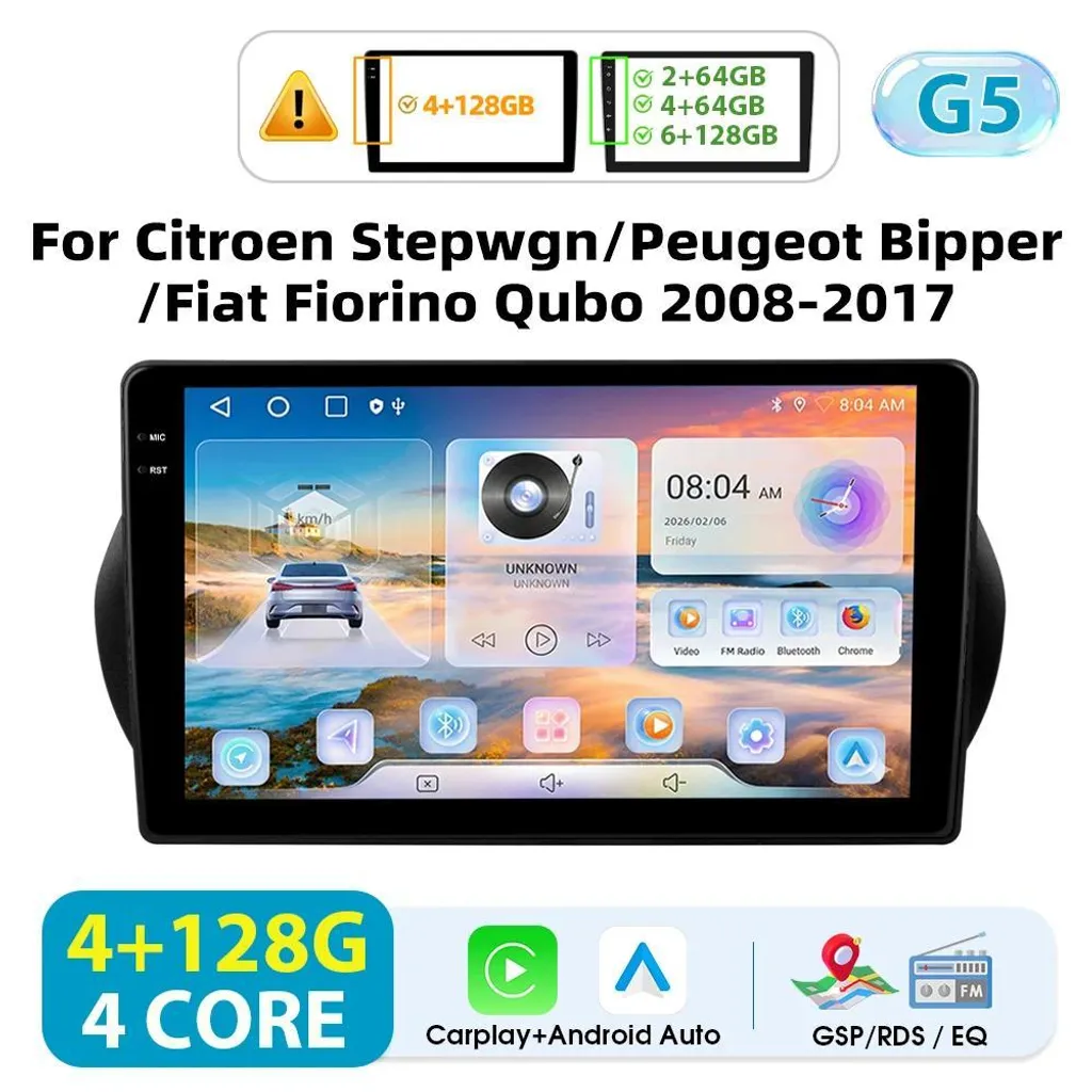 Autoradio Android pour Citroën Nemo et Peugeot Bipper avec CarPlay GPS