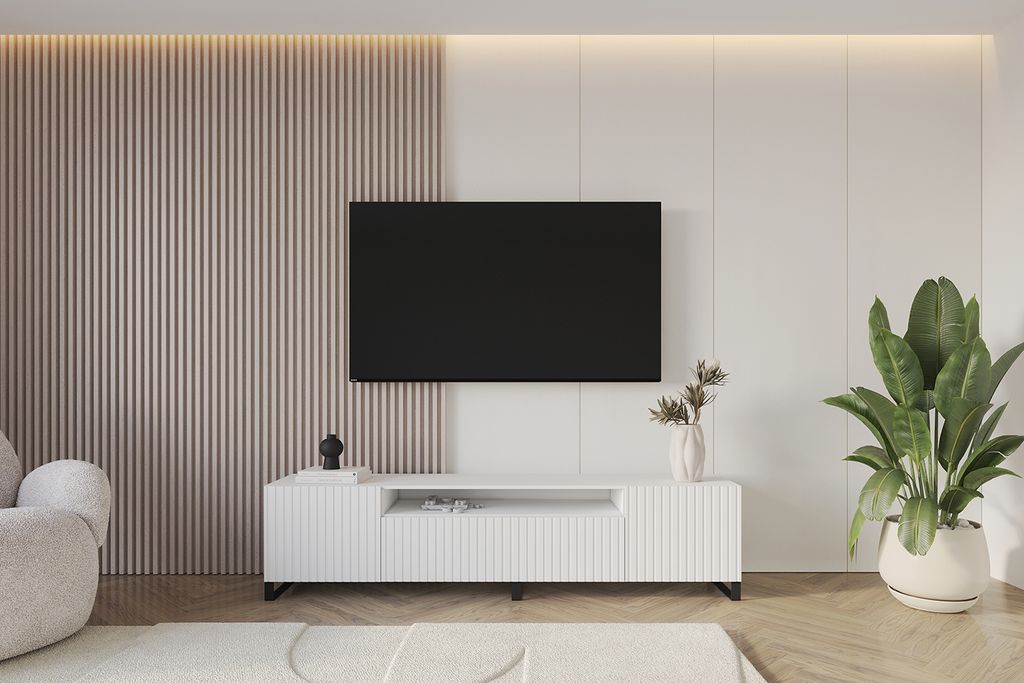 ALTDECOR TV-Schrank KITO-S mit Gefrästen Fronten 200x53x41 Lowboard, TV Möbel, TV Cabinet, Fernsehtisch, Fernseher Schrank, TV Kommode, TV Tisch,...