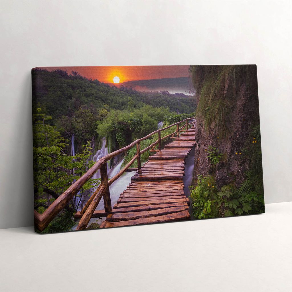 Weg über Bäume und Berge – Leinwandbild Wandbild – 30x20 cm – Leinwandbilder – Wandbilder – Schlafzimmer – Flur