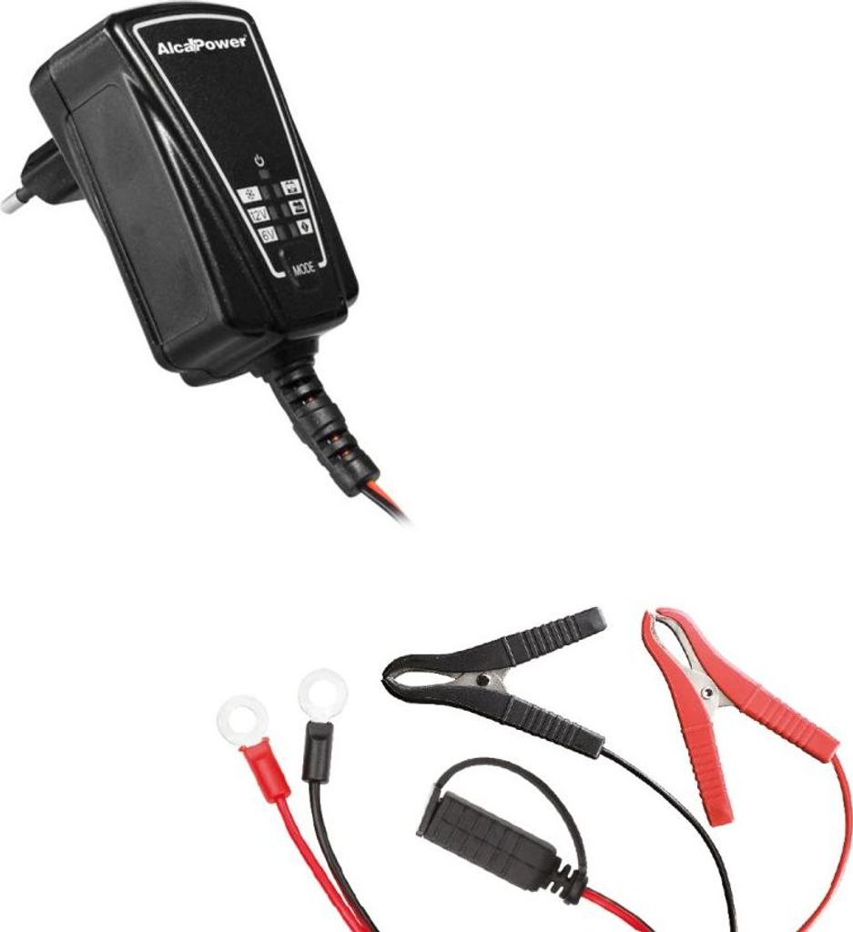 Intelligentes 6V/12V 1A Batterieladegerät und -erhaltungsgerät - Regenerations- und Desulfatierungsfunktion - Für Autos, Motorräder und Oldtimer