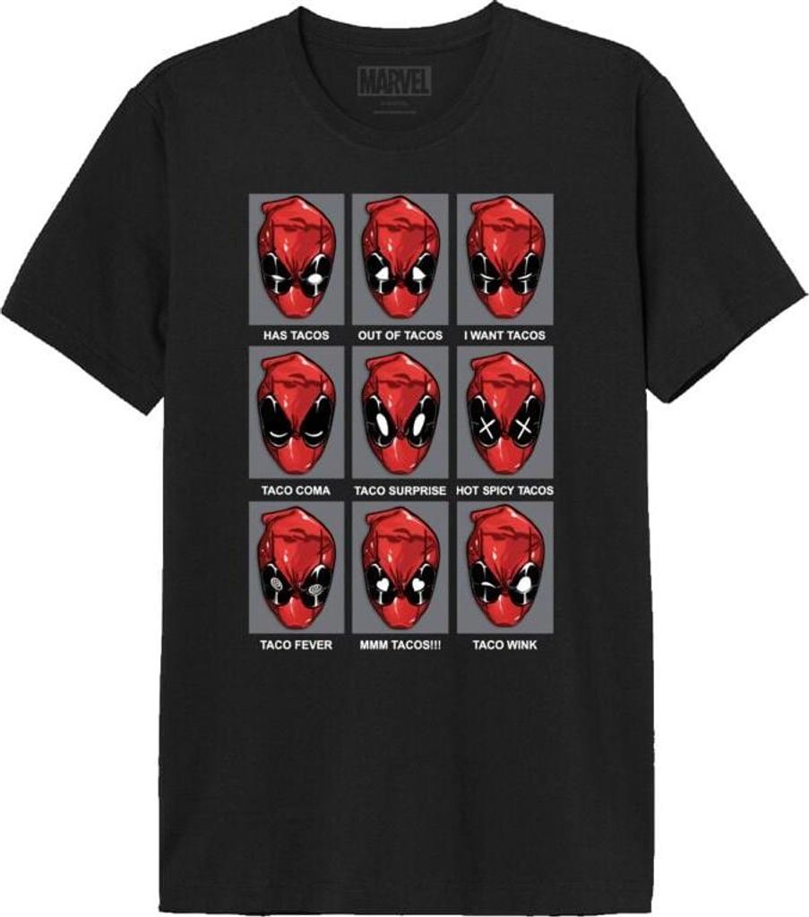 Deadpool T-Shirt Herren Tacos Heads schwarz L