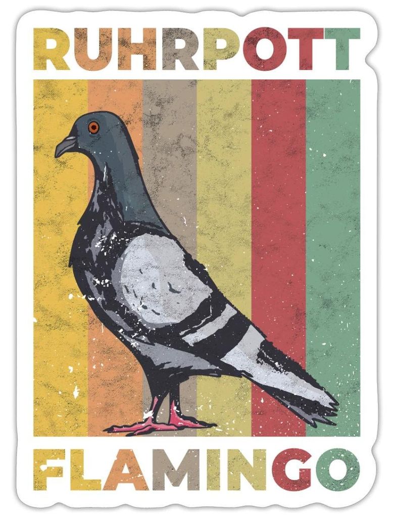 Spreadshirt Ruhrpott Flamingo Taube Ruhrgebiet Sticker Aufkleber, 10 x 10 cm, Mattweiß