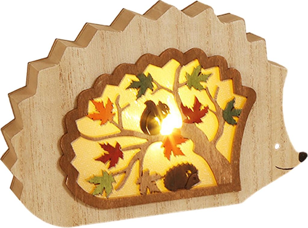 3D-beleuchtetes Tierornament aus Holz, Igel, Blatt, Eule, Eichhörnchen, Nachtlicht, rustikale beleuchtete Schreibtischdekoration für Wohnzimmer, ...