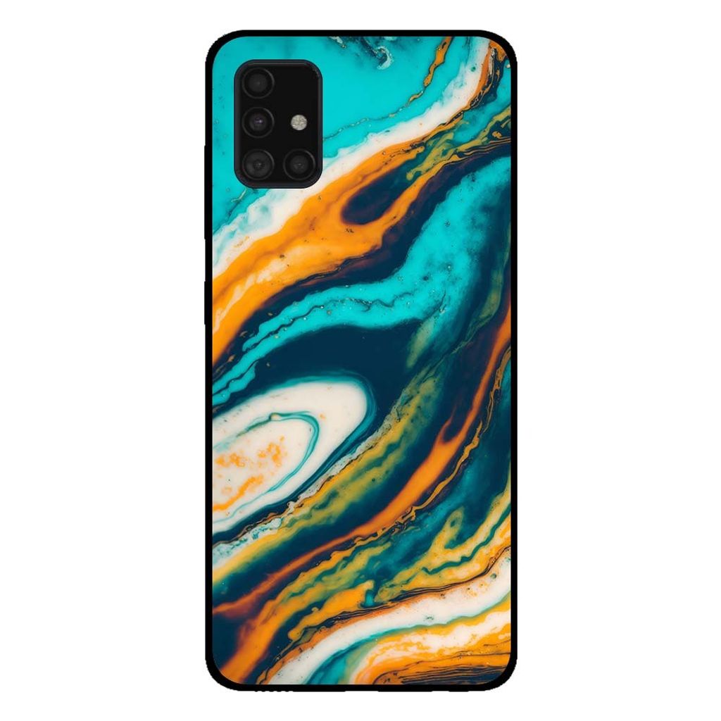Smartphonica Handytasche für Samsung Galaxy A51 Marmor-Look - Rückseite Abdeckung Marmor Fall - Grün