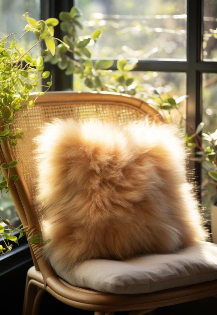 Lammfellkissen Coburger Fuchsschaf mit Inlett -
