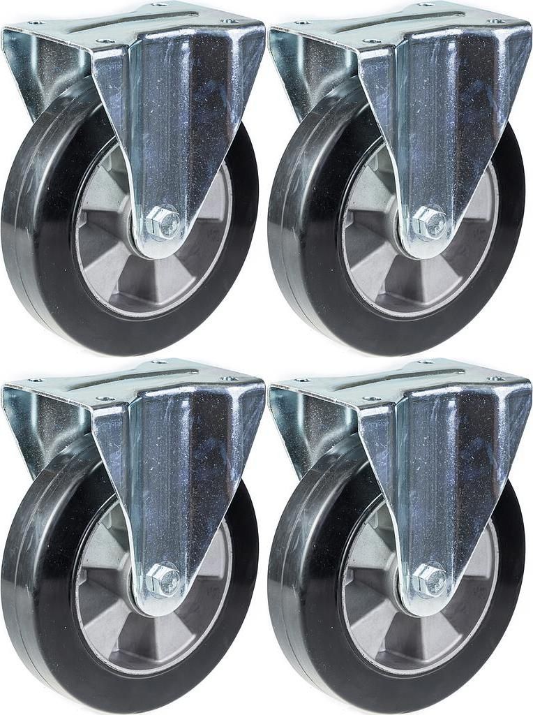152mm 6" Rolle schwarzer Gummi feststehend stark 1320kg Kapazität, Satz von 4