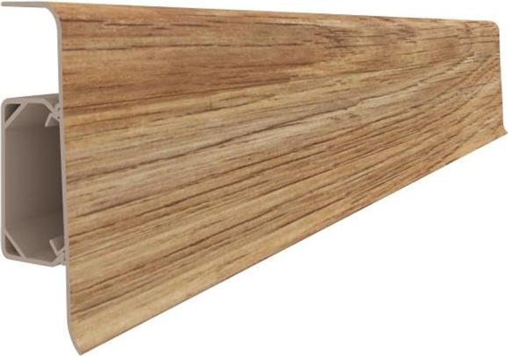 VILO PVC Sockelleiste Esquero - Wasserfest mit Kabelkanal - 250 cm x 6,6 cm - Stoßfeste Kunststoff Fußleiste für Laminat, Vinyl und Fliesen