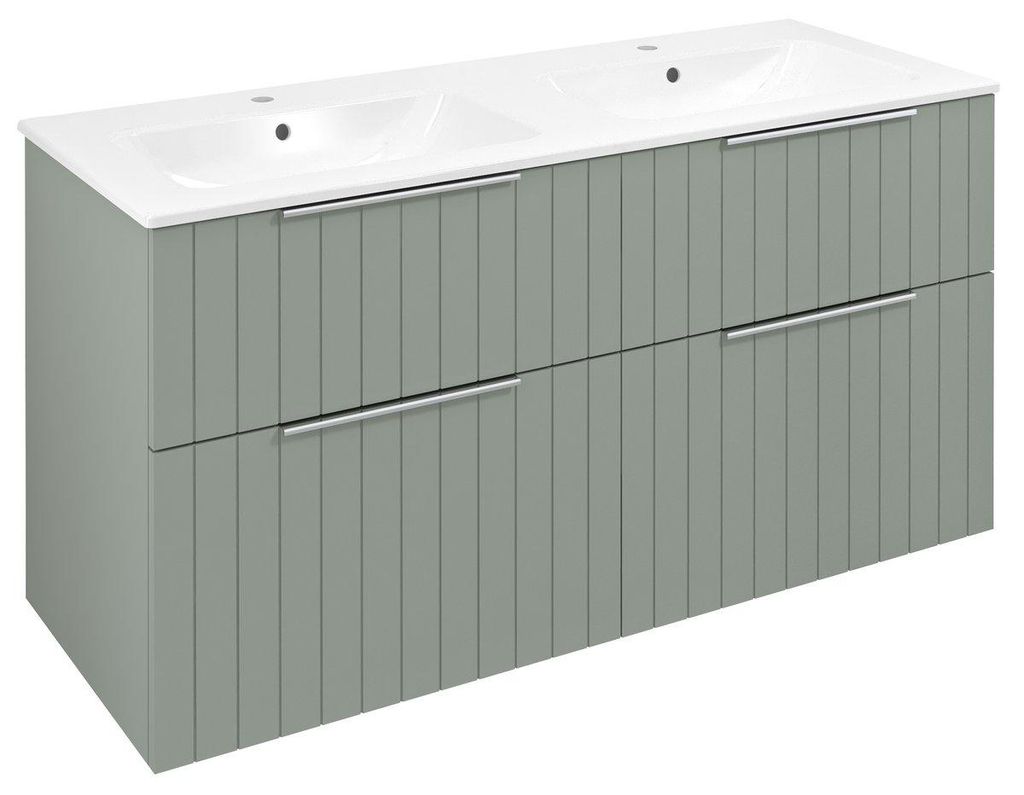 Sapho CIRASA STRIP Waschbeckenunterschrank mit Doppelwaschbecken 121x66x46cm, Verde