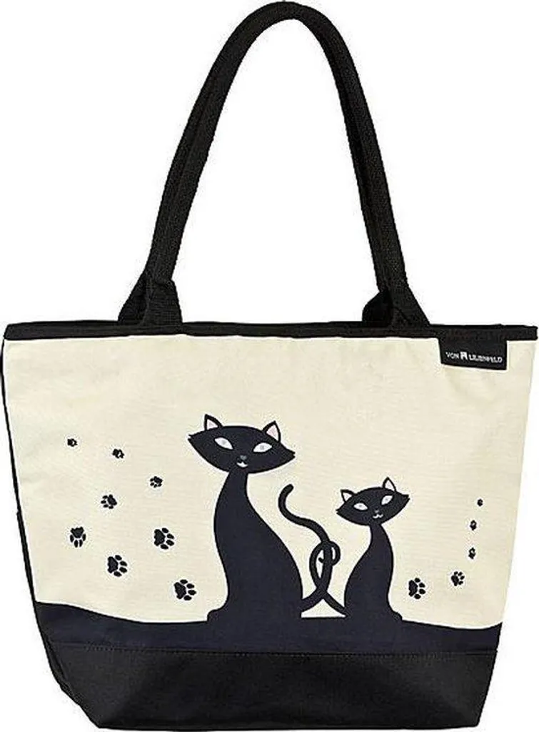 Grand cabas de courses motif chat mignon - Sac shopping en tissu lavable