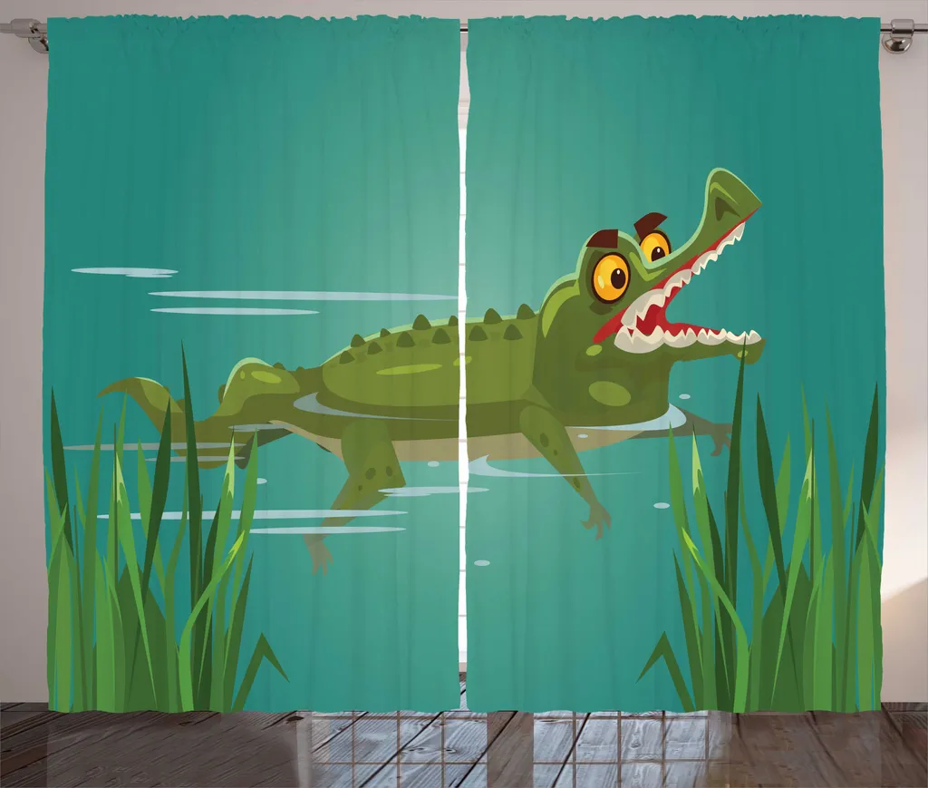 ABAKUHAUS Rideau Crocodile Rustique 280 x 225 cm Vert Olive et Multicolore