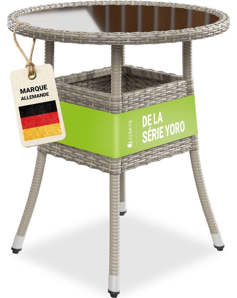Juskys Polyrattan Gartentisch Yoro rund - wetterfest Ø 60 Produktbild 