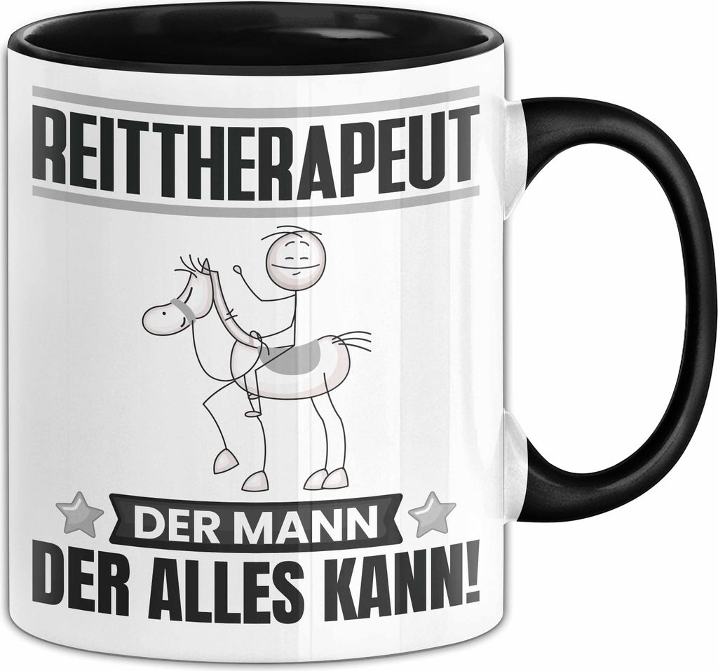 Reittherapeut Tasse Geschenk für Reittherapeut Der Mann Der Alles Kann Geschenkidee zum Geburtstag (Schwarz)