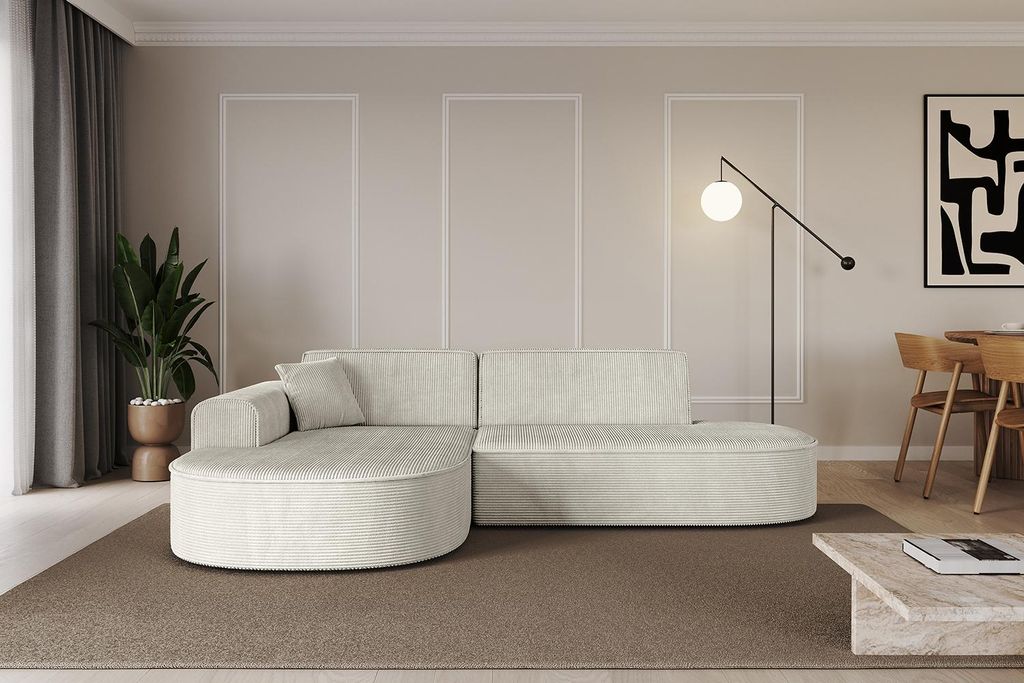 ALTDECOR Ecksofa in L-Form MARI-L1 - 243x171x79,5 cm Hellgrau - Corner Sofa Bett Eckcouch Couch Wohnlandschaft Cauchsofa