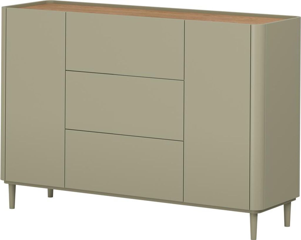Wohnzimmer Kommode mit 150 cm Breite in Grün mit Eiche, 2 Produktbild 