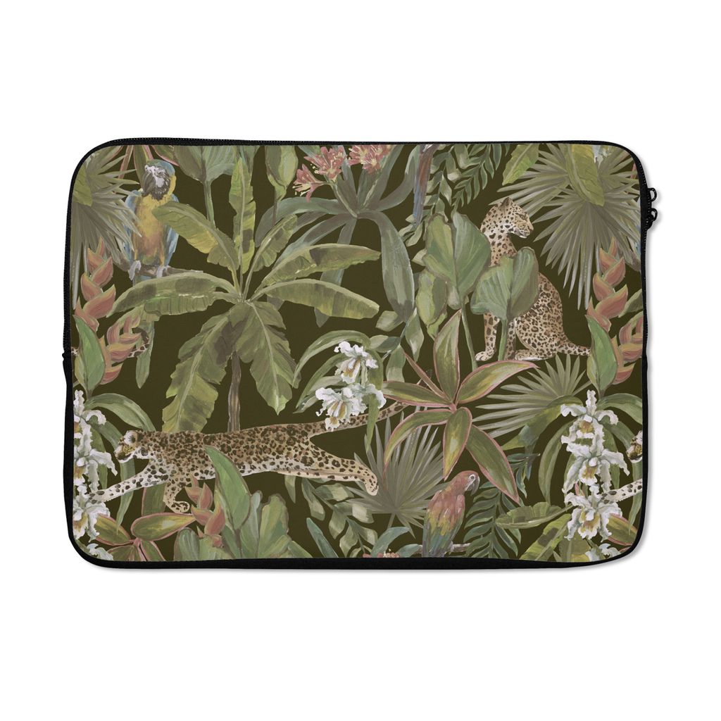 MuchoWow Laptop Hülle 14 ZollDschungel - Tiere - Vintage - Muster Laptoptasche - Laptoptasche - Stoßsicher - Schutzhaube