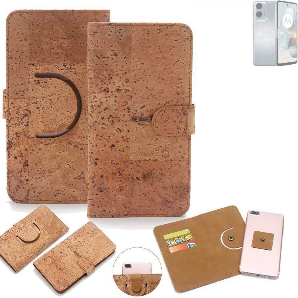 K-S-Trade Handy Hülle Schutz Hülle kompatibel mit Motorola Moto G24 Power Handyhülle Schutzhülle Korkhülle Kork-Hülle 1x