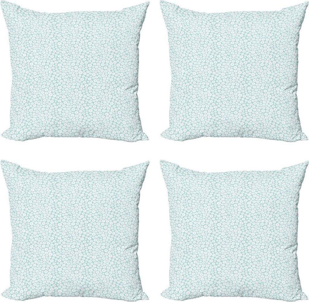 ABAKUHAUS Abstrakt Kissenbezug Set (4 Stück), Circular Schneeflocken Dots, Moderner Doppelseitiger Digitaldruck, 40 cm x 40 cm, Pale Seafoam Weiß