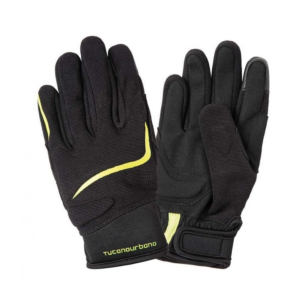 Motorradhandschuhe Tucano Urbano MIKY KID für Kinder - Farbe: schwarz / fluoreszierendes gelb, Größe: 10 ANNI