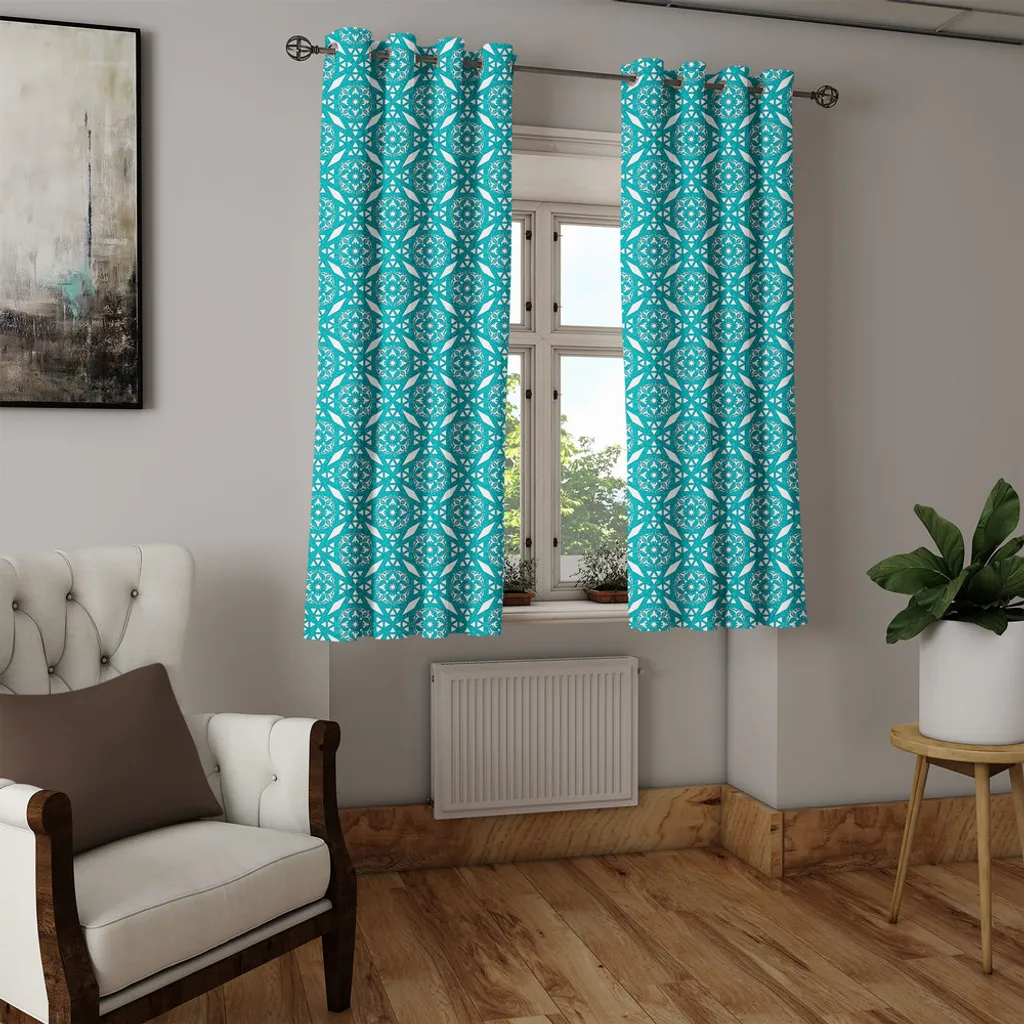 Rideau anti-regards à œillets facile à poser avec motif ethnique chic