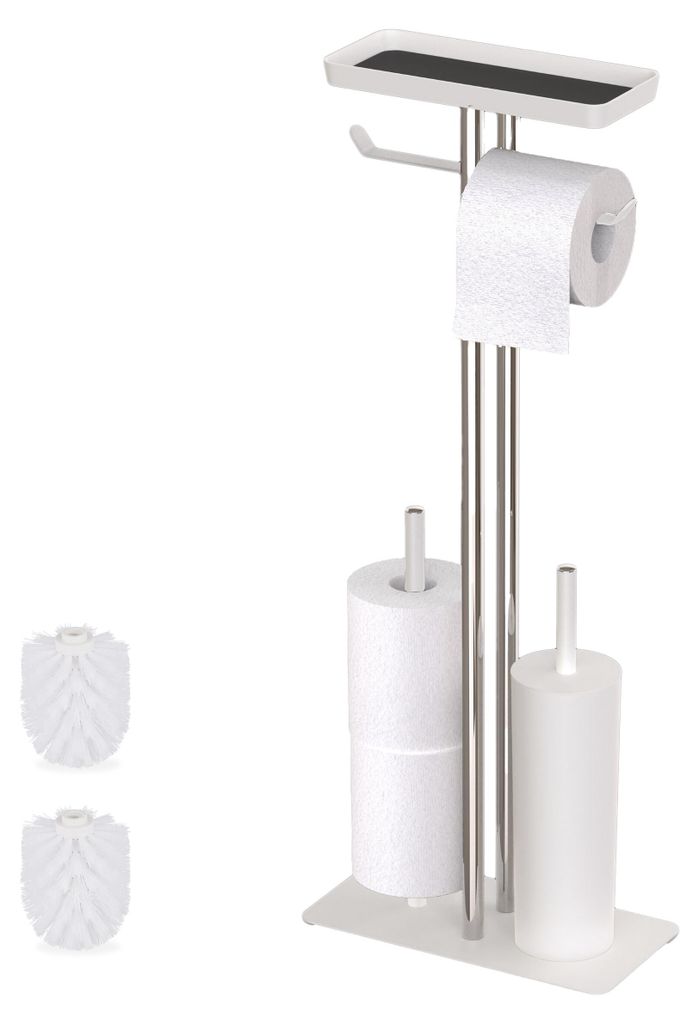 Relaxdays WC-Garnitur, Edelstahl, Ablage & Rollenhalter, Produktbild 
