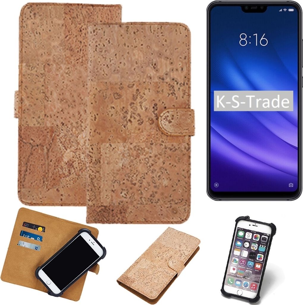 K-S-Trade Hülle kompatibel mit Xiaomi Mi 8 lite Kork Handyhülle Cover Schutzhülle TPU Case Bumper in Hellbraun, (1x)