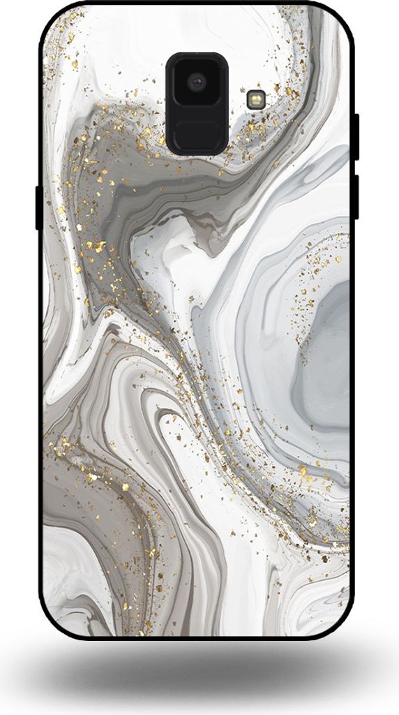 Smartphonica Handytasche passend für Samsung Galaxy A6 2018 mit Marmordruck - TPU Rückseitenschutzhülle Marmordesign - Silber