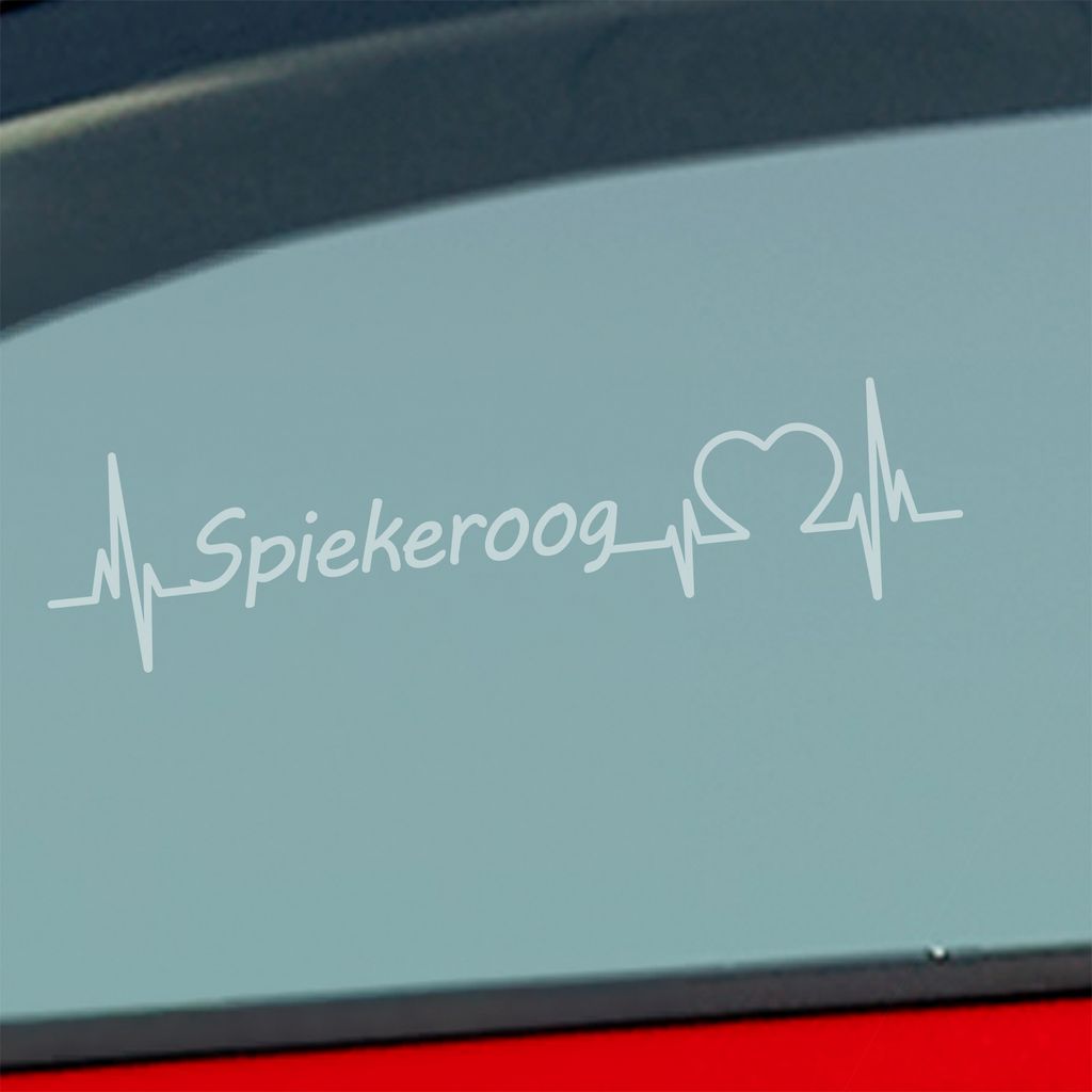 Auto Aufkleber Spiekeroog Herz Puls Insel Island Nordsee Liebe Love 19x5 cm Milchglas Sticker Heckscheibenaufkleber