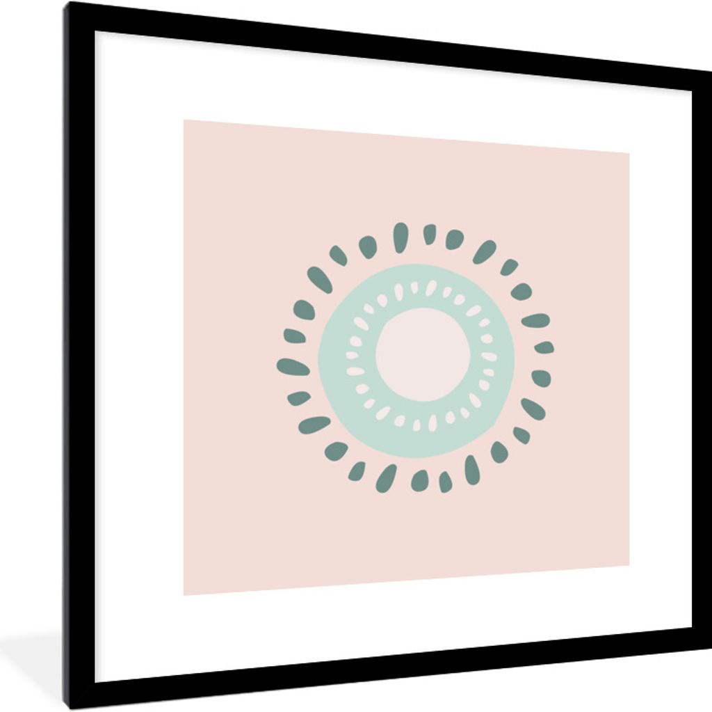 MuchoWow Gerahmtes Poster Sommer - Kiwi - Rosa 40x40 cm - Poster mit Schwarzem Bilderrahmen Wandposter Rahmen Foto Bilder - Poster - Plakat im Ra...