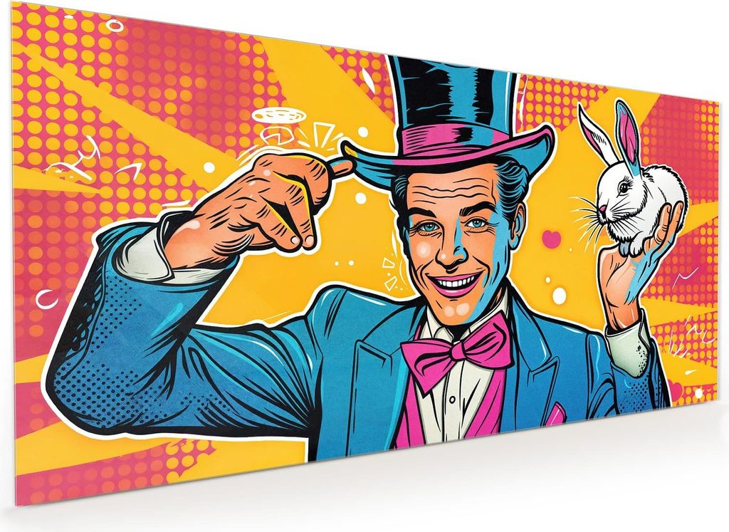Küchenrückwand Spritzschutz Glas mit Motiv Zauberer Mit Hase 40 x 40 cm
