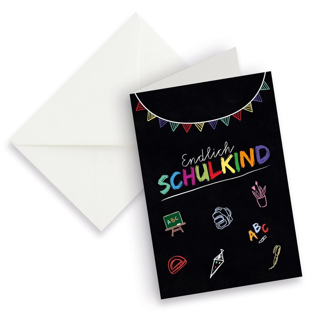 itenga XXL Klappkarte DIN A4 Endlich Schulkind und XXL Briefumschlag