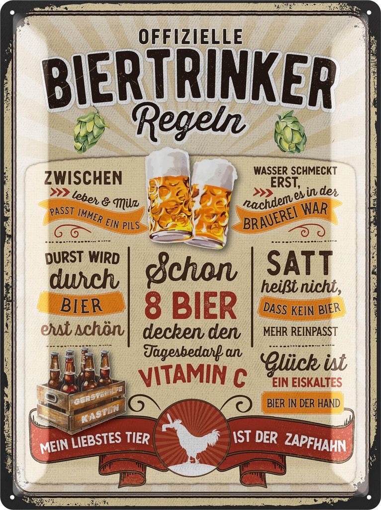 LANOLU Blechschilder retro Bier Bar Deko, Metallschilder mit Spruch für Partyraum, Küche, Bardeko, Cocktail Schild als Geschenk 30x40cm