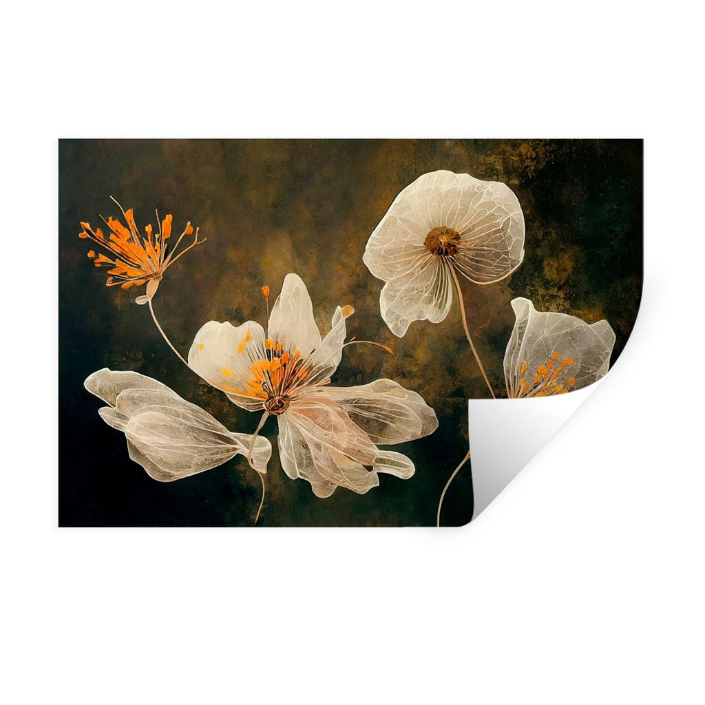 MuchoWow Wandtattoo Wandsticker Wandaufkleber Blumen - Pflanzen - Natur - Illustration 120x80 cm Selbstklebend und Repositionierbar - Selbstklebe...