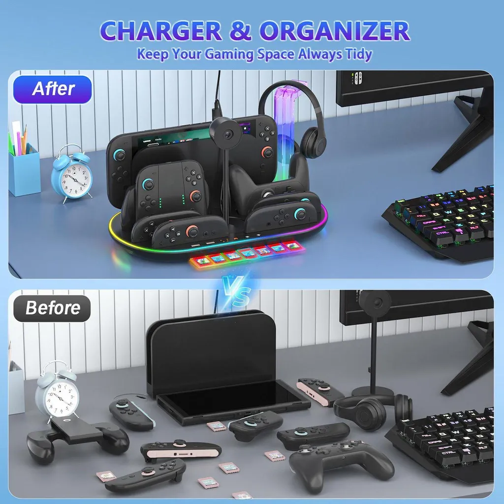 Dock de Support Multifonction pour Nintendo Switch 2 et Rangement Jeux - 13