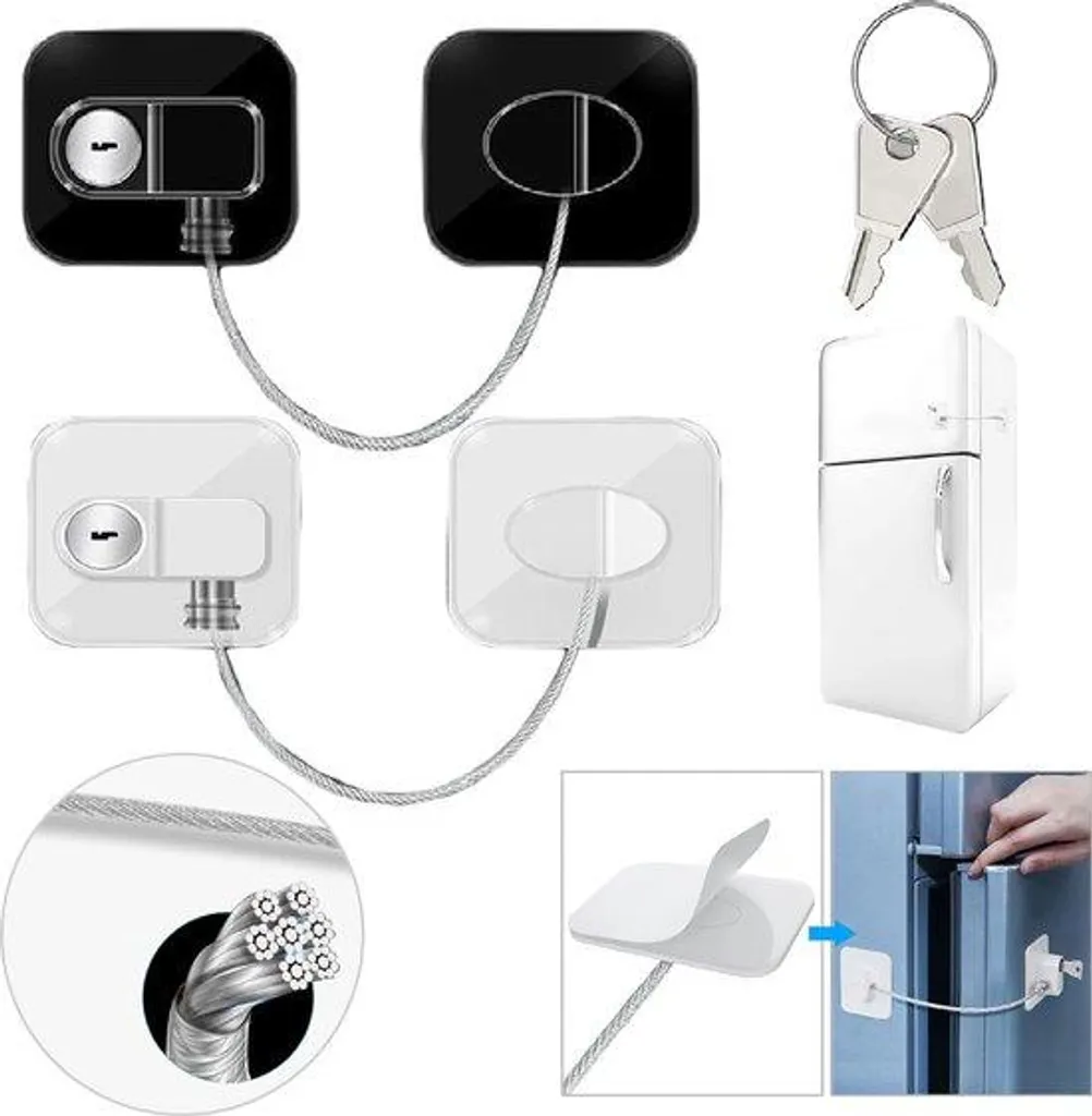 Serrure de sécurité enfant autocollante multi-usage noir et blanc