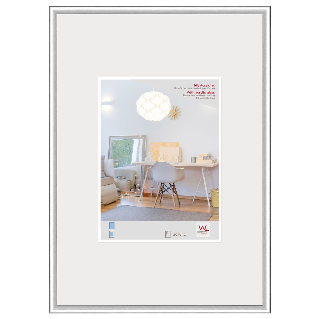 Walther, KVX342S, New Lifestyle Kunststoffrahmen mit Kunstglas 29,7x42 cm, SILBER