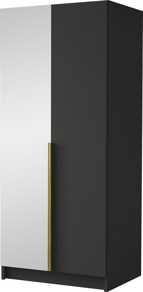 MIRJAN24 Kleiderschrank Bono II, Schlafzimmer, mit Spiegel, Drehtürenschrank, mit Kleiderstange, Modern, Garderobenschrank, Metallgriffe (Farbe: S...