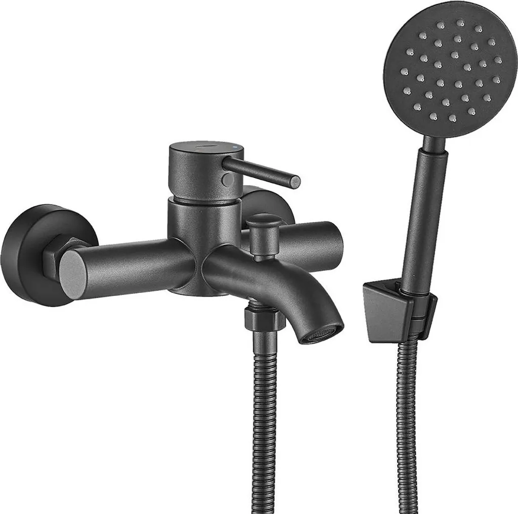 Rubinetto Vasca Design Industriale Grafite - Miscelatore Inox 2 Fori