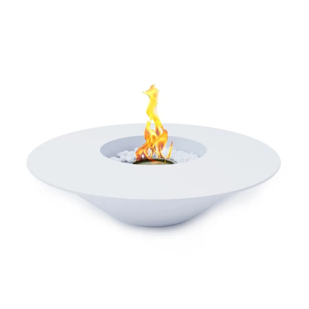 Brasero de jardin rond blanc SANTORINI d.60 cm - Cheminée extérieure