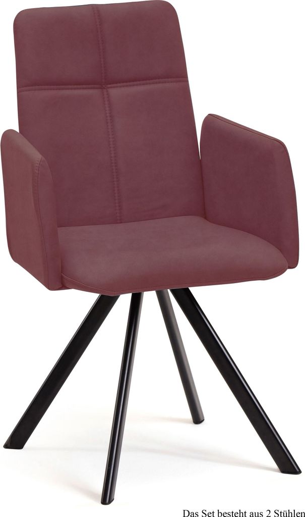 Armlehnstuhl drehbar (2er-Set) Desha 52x92x60 Schwarz/Marsala