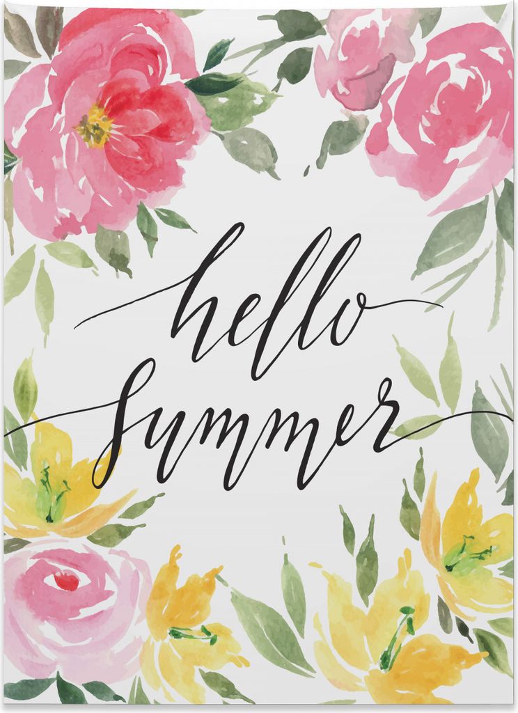 Abakuhaus Zitat Wandteppich, Hand Schriftzug Sommer aus Weiches Mikrofaser Stoff Kein Verblassen Klare Farben Waschbar, 110 x 150 cm, Mehrfarbig