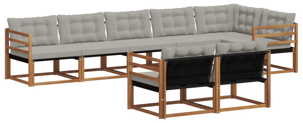 vidaXL Outdoor-Sofagarnitur mit Kissen 8 pcs Natürlich und Hellgrau