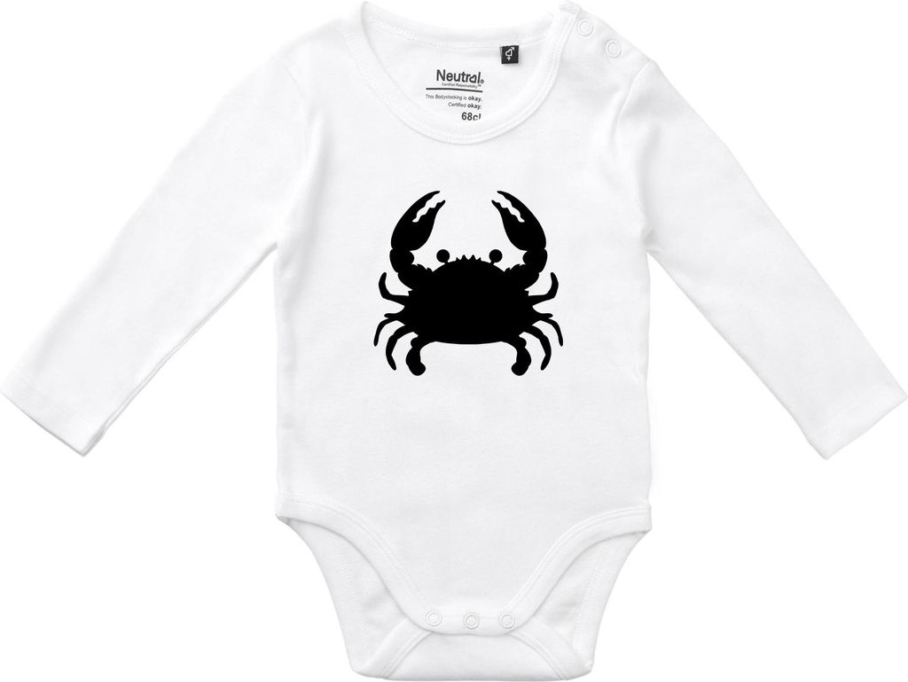 Huuraa Baby Body Krabbe Silhouette 80 White Baumwolle Fairtrade Langarmbody Geschenkidee