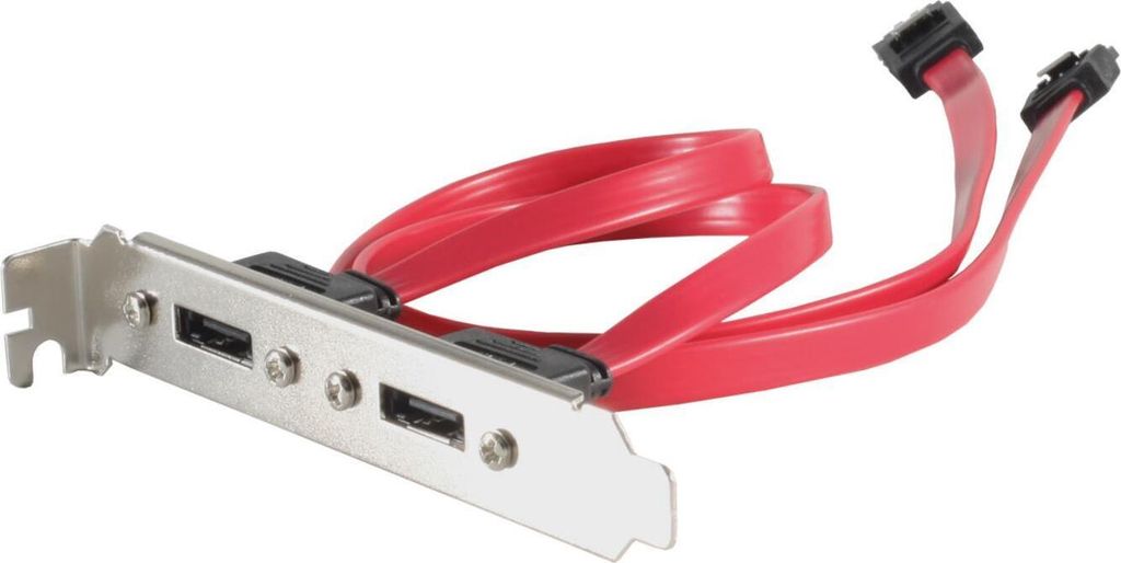 shiverpeaks BASIC-S Slotblech mit 2 x eSATA Anschluss 1 x SATA 7 Pol Stecker auf 2 x eSATA 7 Pol Buchse, inkl