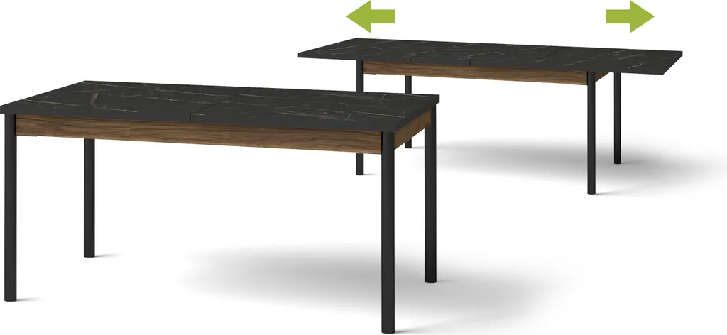 Table pliante PERETO 14 en Noyer Warmia et Noir Mat haute qualité