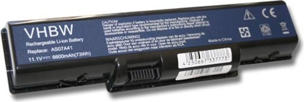 vhbw Akku Ersatz für Acer AS07A51, AS07A52, AS07A71, AS07A31, AS07A32, AS07A41, AS07A42, AS07A72, AS09A61 für Notebook (6600 mAh, 11,1 V, Li-Ion)